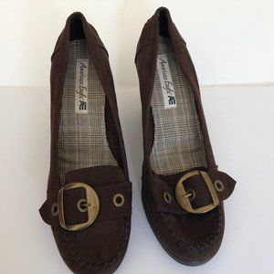 American eagle suede wedge shoes